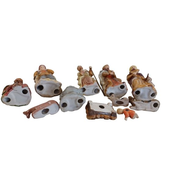 Vintage 11 Piece Ceramic Nativity Figure Set 2" to 8" Hand Painted Christmas - Picture 7 of 10